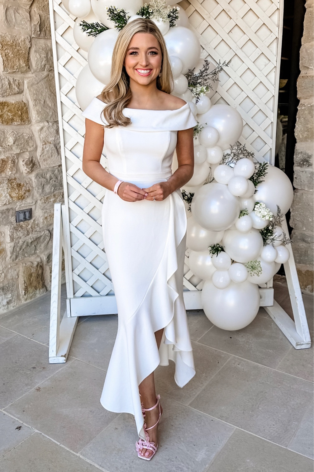 Bridal shower fit!! I found a dupe of my dress on Walmart fashion (would wear a size S) and my pink shoes are out of stock but here are some other beautiful butterfly shoes from Bella Belle! I wear a size 6 in those!! 💕

#LTKSpringSale #LTKwedding #LTKshoecrush