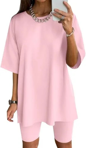 EKOUAER Women Cotton Lounge Sets Summer Outfits T-Shirt Top and Biker Short Set 2 Piece Matching ... | Walmart (US)