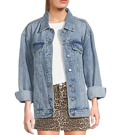 Daze Beau Boyfriend Oversized Denim Jacket -  M | Dillard's