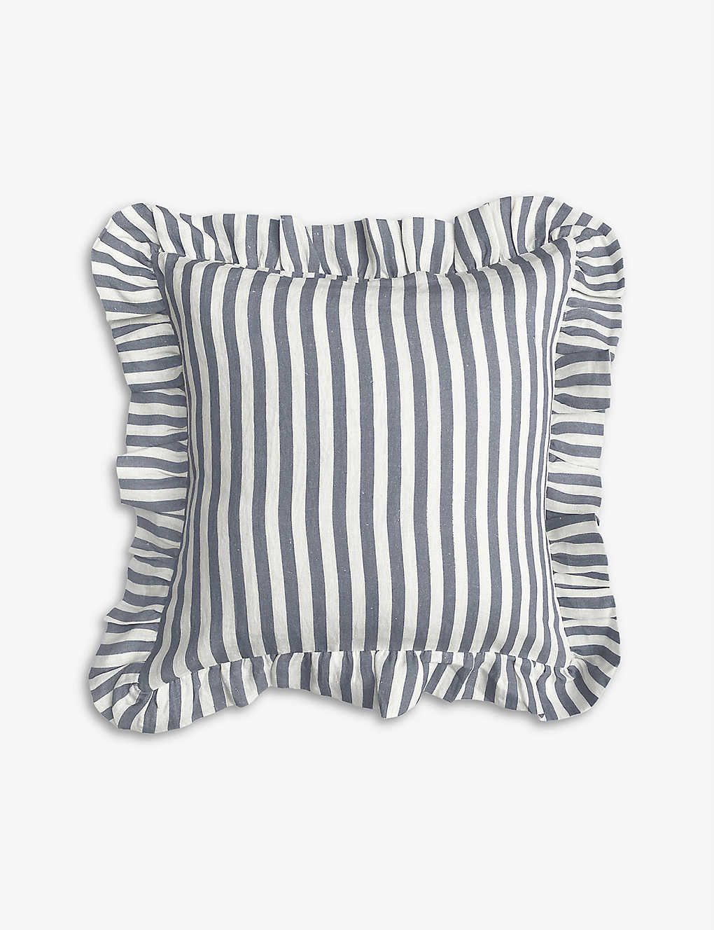 Stripe-print scalloped-edge linen cushion cover 45cm x 45cm | Selfridges