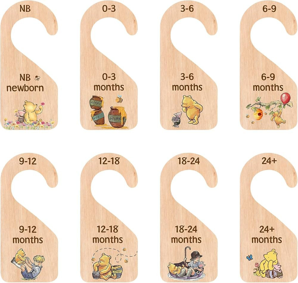 The Pooh Bear Baby Closet Dividers, Baby Clothes Organizer for Baby Nursery Decor Wooden Hanger f... | Amazon (US)