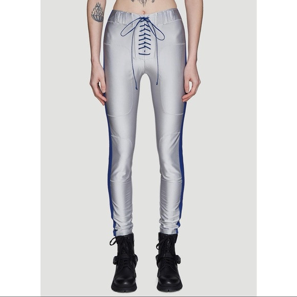 NWT BEN TAVERNITI UNRAVEL PROJECT Lace-up Metallic Pants In Silver In Grey | Poshmark