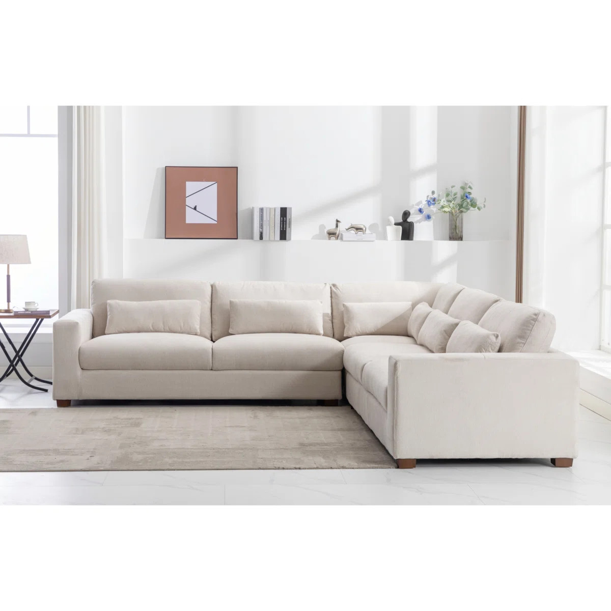 Icelyn 3 - Piece Modern and Soft Upholstered Corner Sectional with 6 Throw Pillows | Wayfair North America