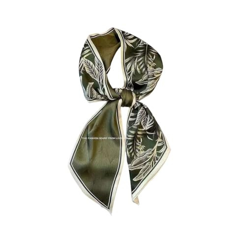Livrerpi 59” Head Scarf Hair Neck Scarves For Women Purse Bag Scarfs For Handbags Silky Long Thin Satin Headscarf Fashion Green Plant Leaf 60 | Amazon (US)