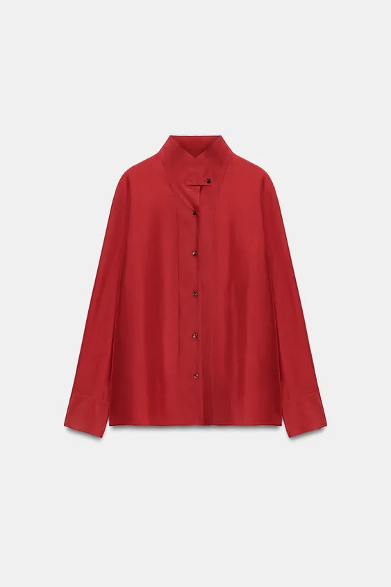 Model height: 178 cmZARA WOMAN COLLECTIONShirt with main fabric made from silk yarn. Featuring a ... | Zara UK