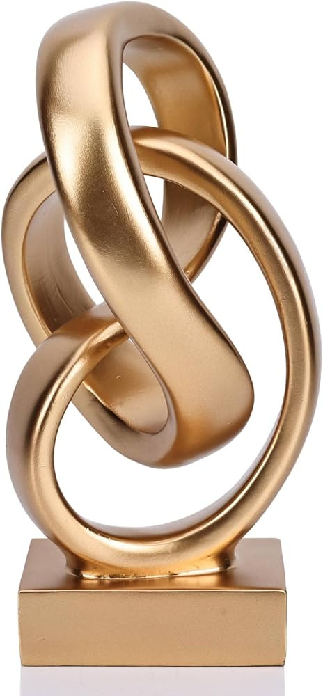 DOVDOV Abstract Gold Knot Statue, Geometric Knot Decor, Gold Decor on Shelf Bookshelf countertop ... | Amazon (US)