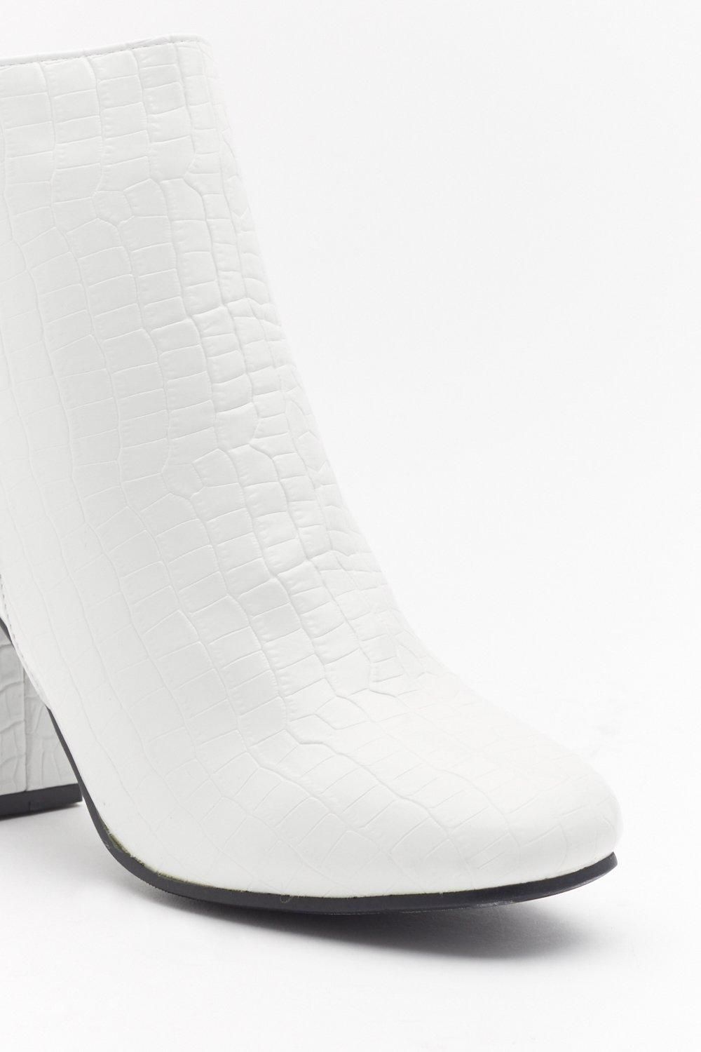 Block Heel Croc Embossed Ankle Boots | Nasty Gal (US)