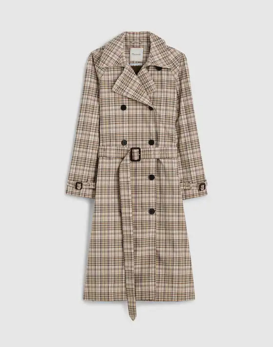 Double-Breasted Trench Coat in Plaid | Madewell