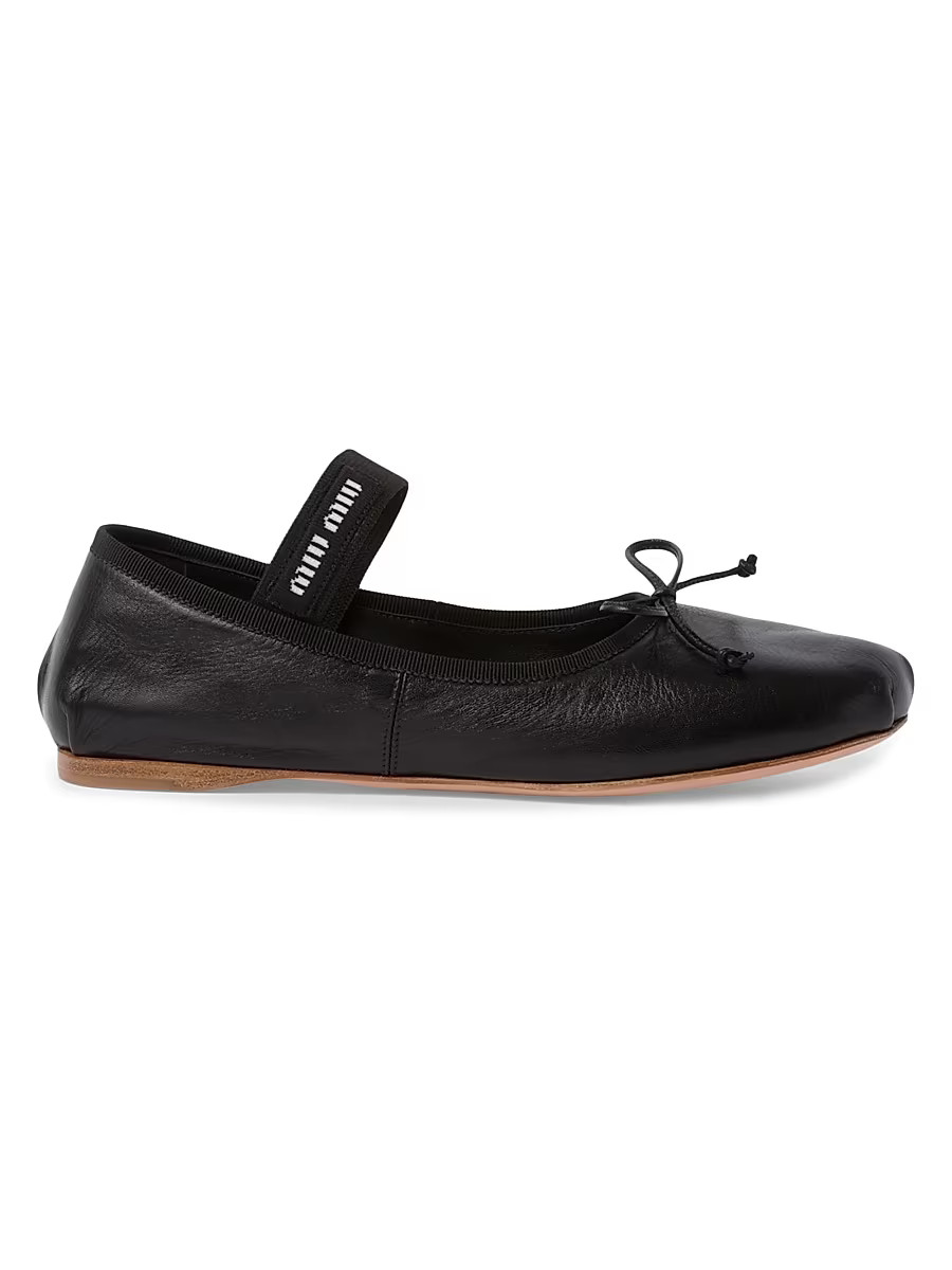 Women's Leather Ballerinas - Black - Size 7.5 | Saks Fifth Avenue
