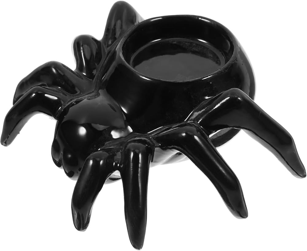 Halloween Ceramic Candle Holder Black Spider Design for Table Centerpiece and Indoor Decor, Teali... | Amazon (US)