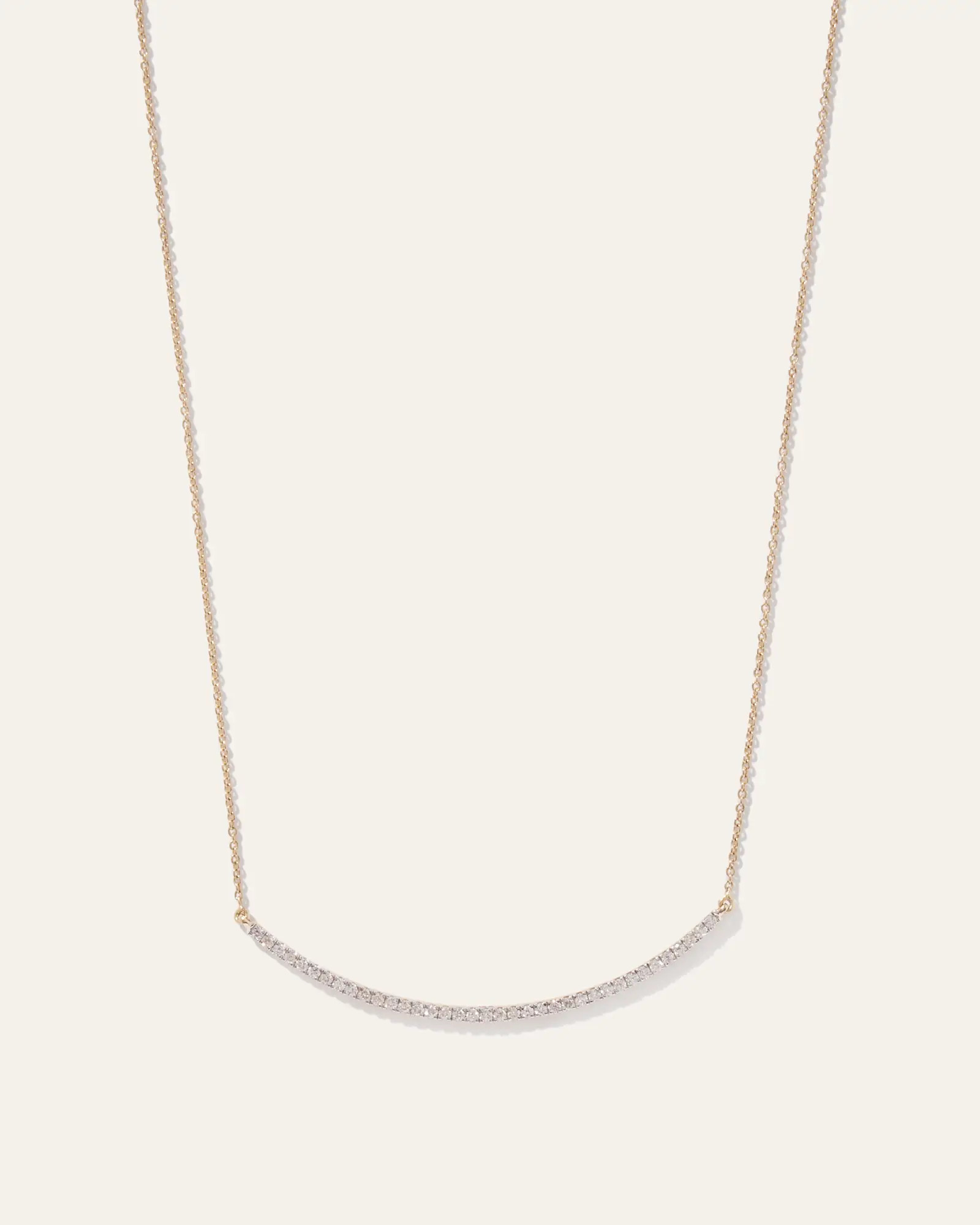 14K Gold Pave Diamond Harlowe Curved Bar Neck | Quince