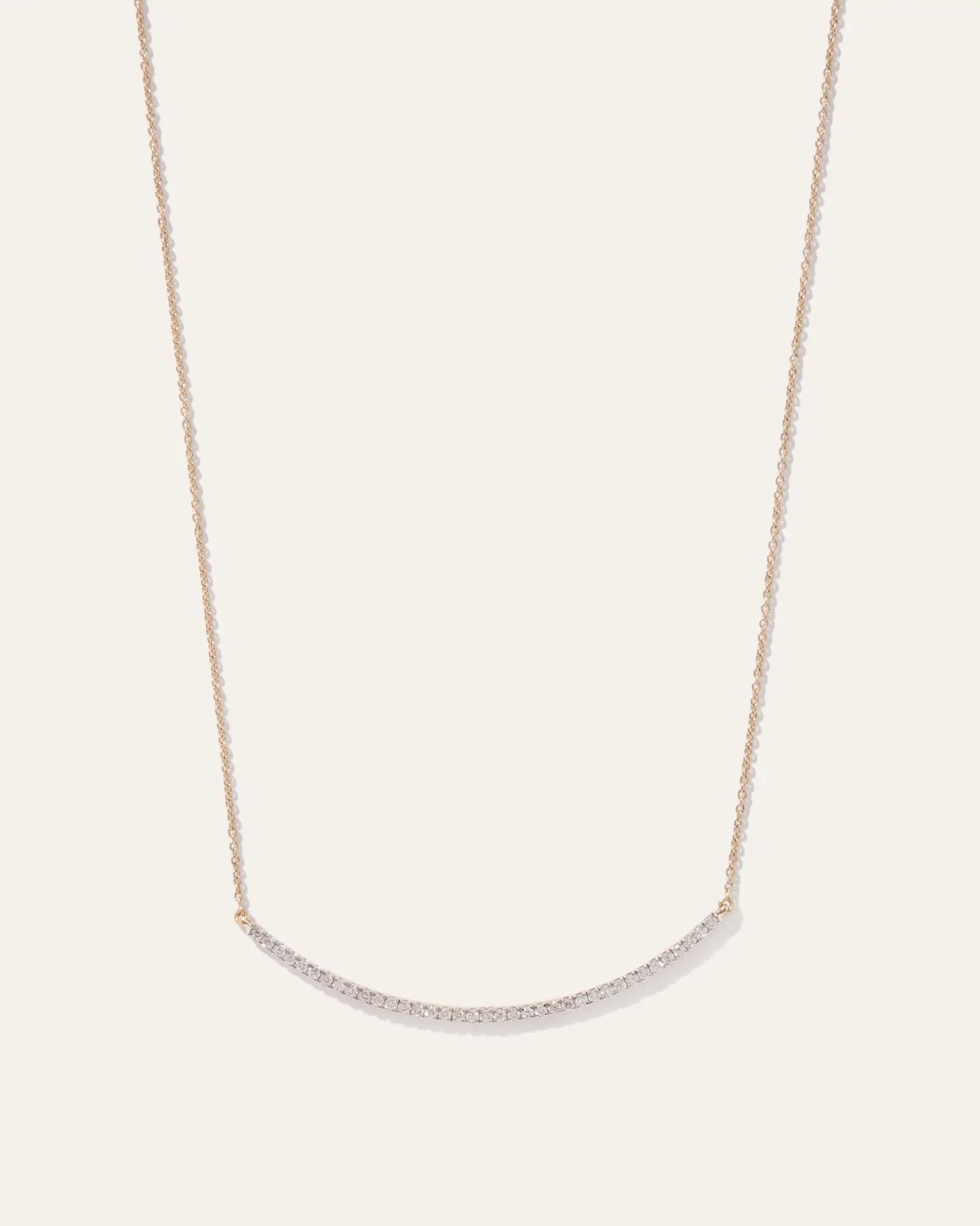 14K Gold Pave Diamond Harlowe Curved Bar Neck | Quince