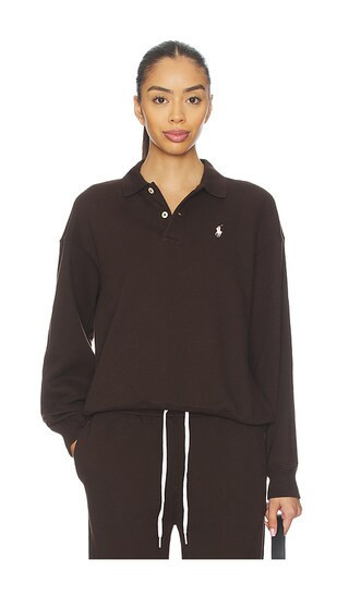 Polo Ralph Lauren Polo-collar Fleece Pullover in Brown. - size XXS | Revolve Clothing (Global)