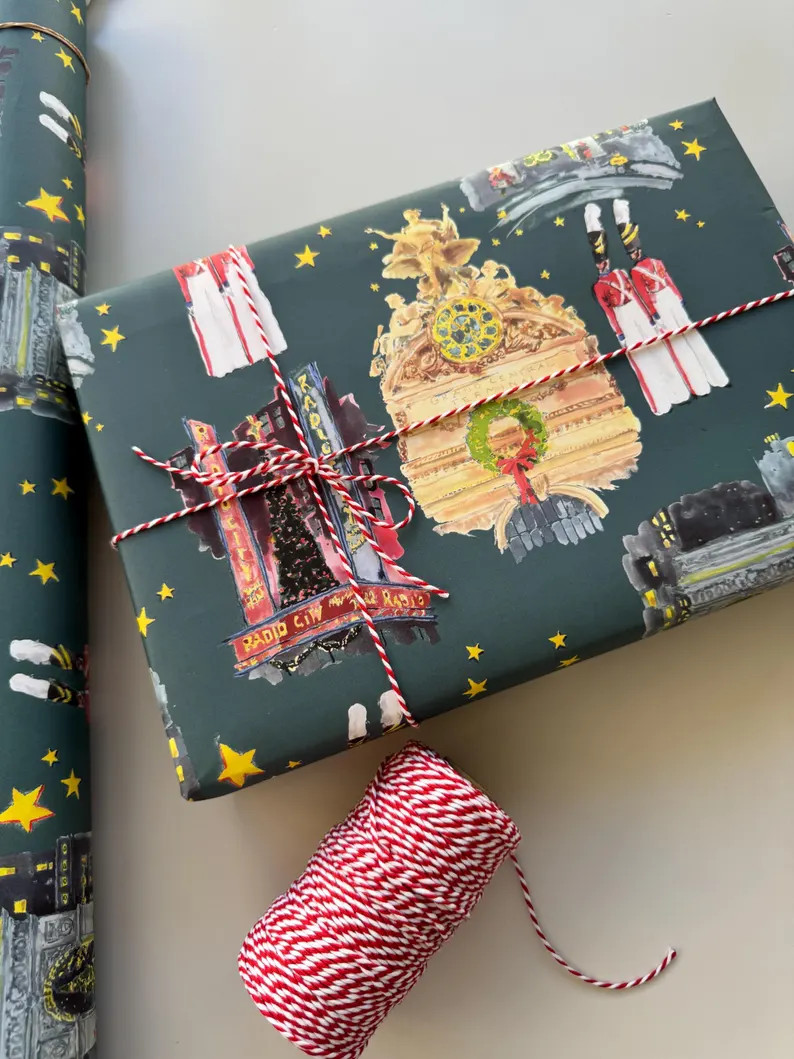 Green Festive NY {gift Wrap, Birthday, Holiday, Christmas} - Etsy | Etsy (US)