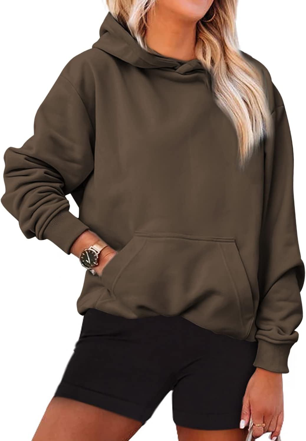Asvivid Womens Casual Hoodies Long Sleeve Lightweight Pullover Tops Loose Sweatshirt with Pocket | Amazon (US)