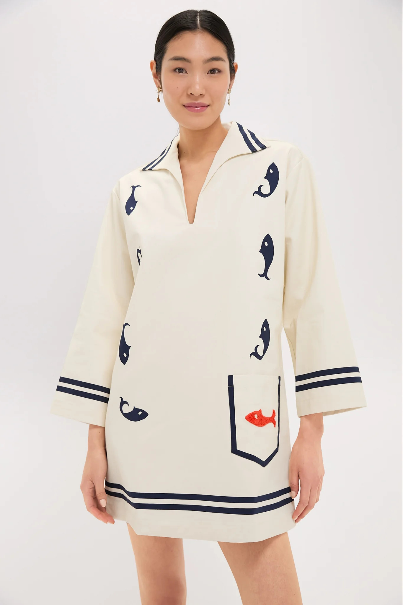 Cream Marine Tunic Dress | Tuckernuck (US)