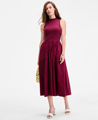 Women's High-Neck Sleeveless Midi Dress, Exclusively at Macy's | Macy's
