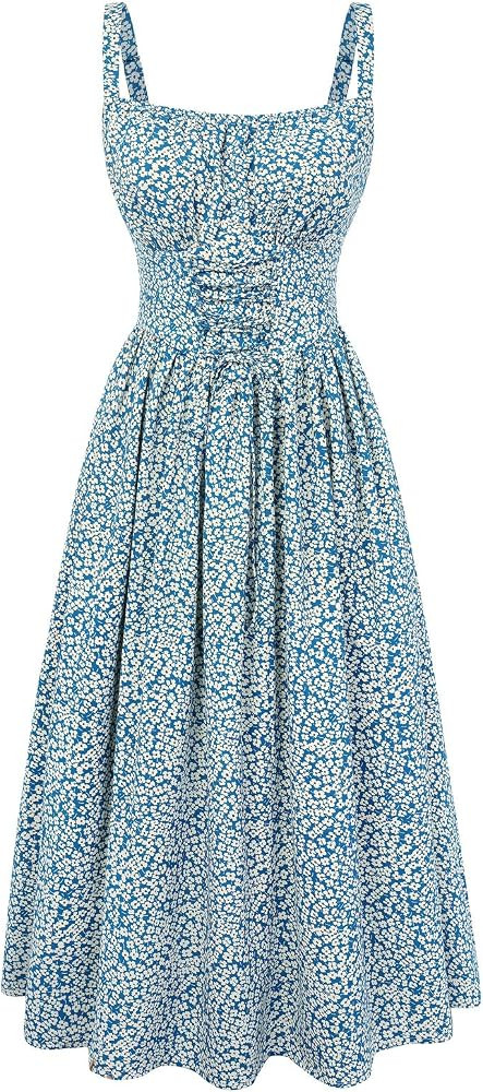 SCARLET DARKNESS Sommerkleid Damen Lang Spaghettitr\u00e4ger Strandkleid \u00c4rmellos Blumendruc... | Amazon (DE)