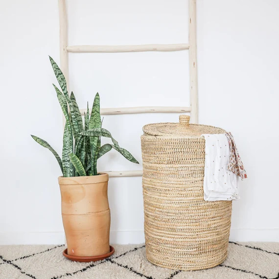 Large laundry basket or storage basket - handcrafted in natural fibers in bohemian style | Etsy (US)