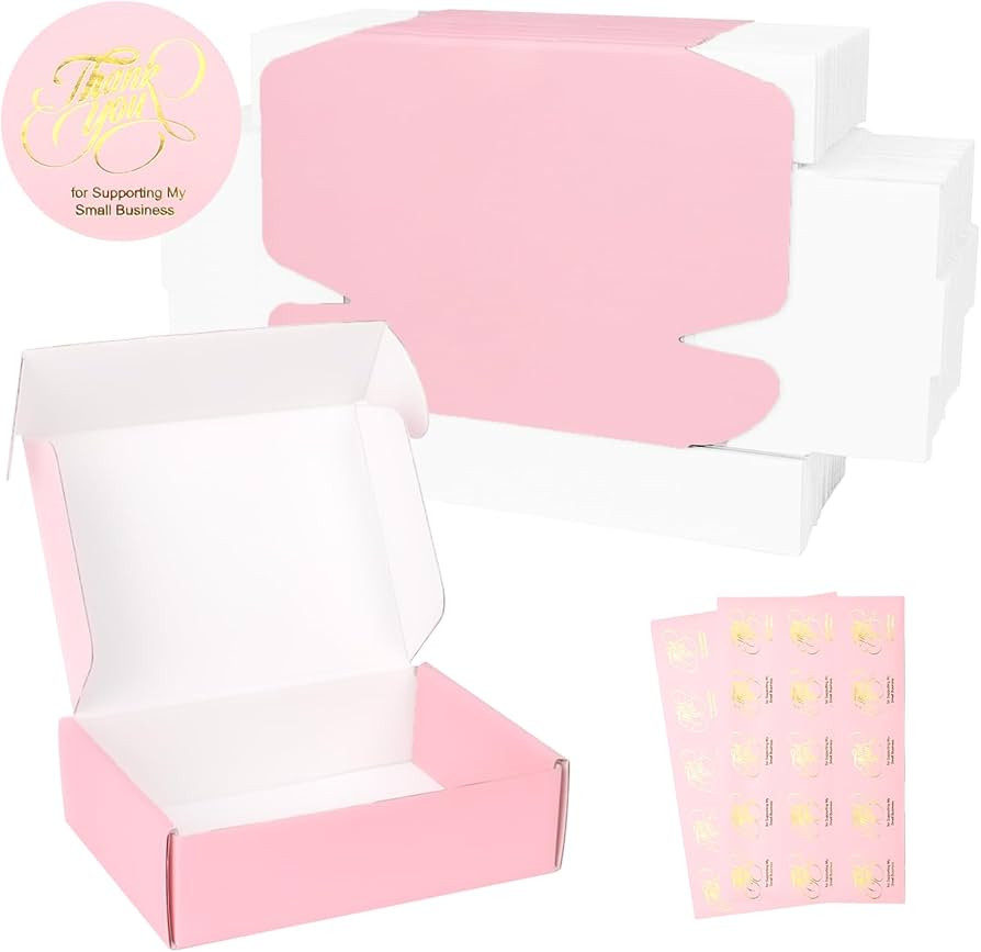 7x5x2 Inch Shipping Boxes for Packaging Mailing, 30 Pack Pink Shipping Box Mailers for Small Busi... | Amazon (US)