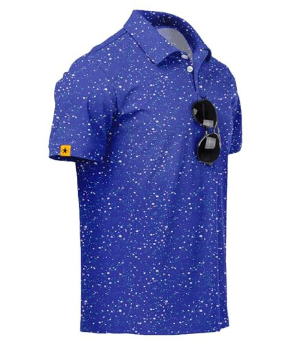 ZITY Mens Golf Polo Shirts Short Sleeve UPF 50+ Performance Moisture Wicking Print Pattern Casual Collared Golf Shirt for Men Royal Blue XX-Large | Amazon (US)