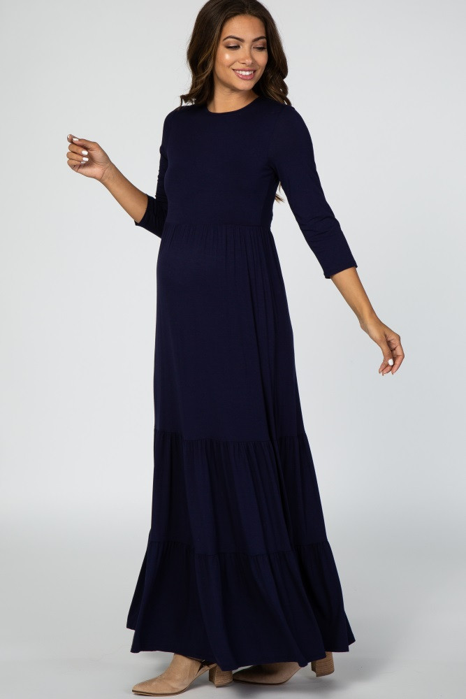 Yellow Tiered Ruffle Hem Maternity Maxi Dress | PinkBlush Maternity