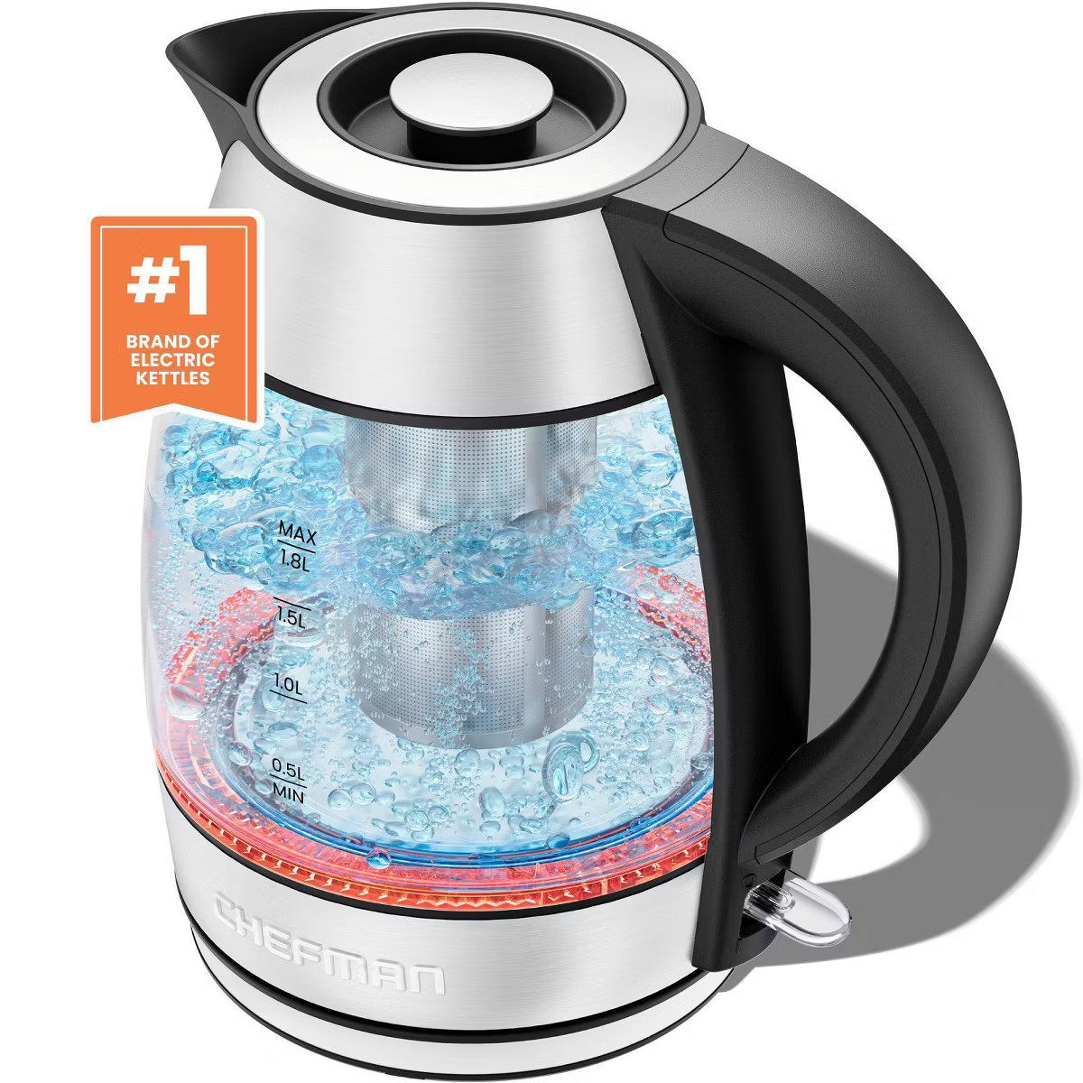 Chefman 1.8L Rapid-Boil Kettle with Keep Warm and Tea Infuser - Stainless Steel: Electric Water B... | Target