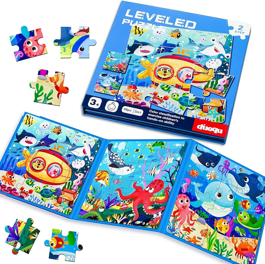 Magnetic Puzzles for Kids Ages 3-5, 3 in 1 Ocean World Toddlers Magnet Jigsaw Puzzle Book, Kids T... | Amazon (US)