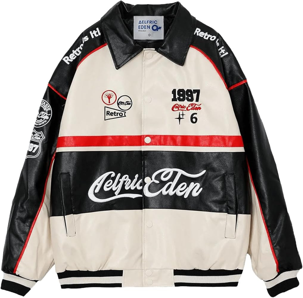 Aelfric Eden Mens Varsity Jacket Vintage Racing Motorcycle Graphic Bomber Jackets Oversized Unise... | Amazon (US)