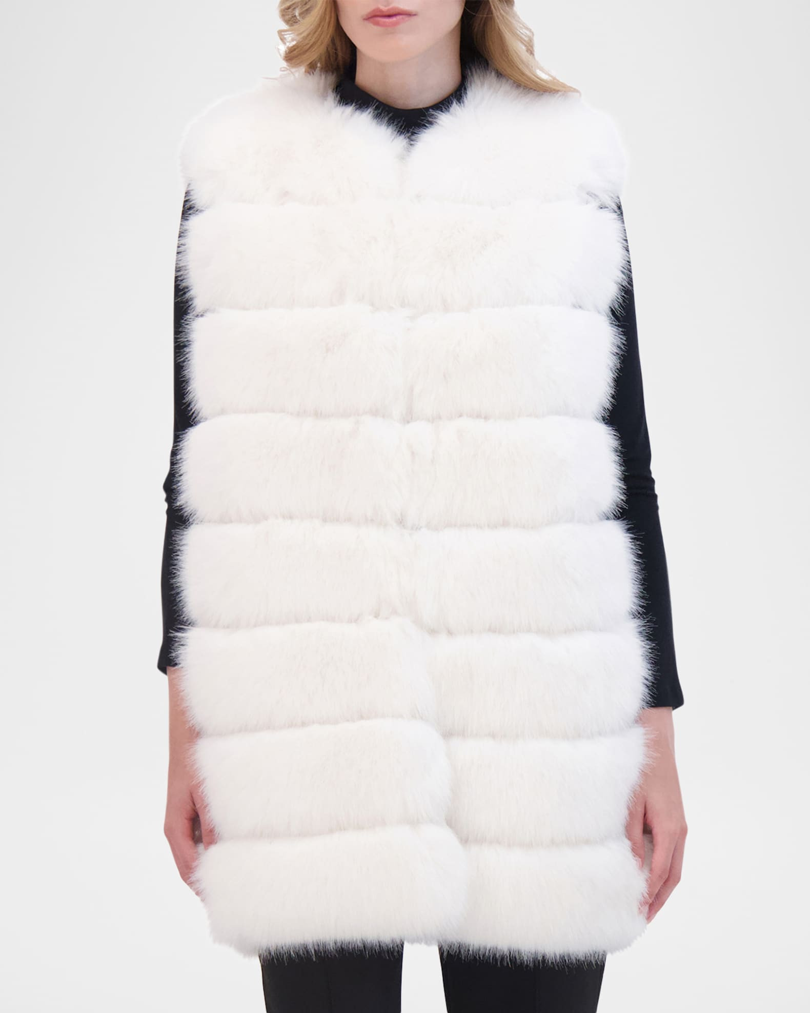 Theia Fox-Like Faux Fur Vest | Neiman Marcus