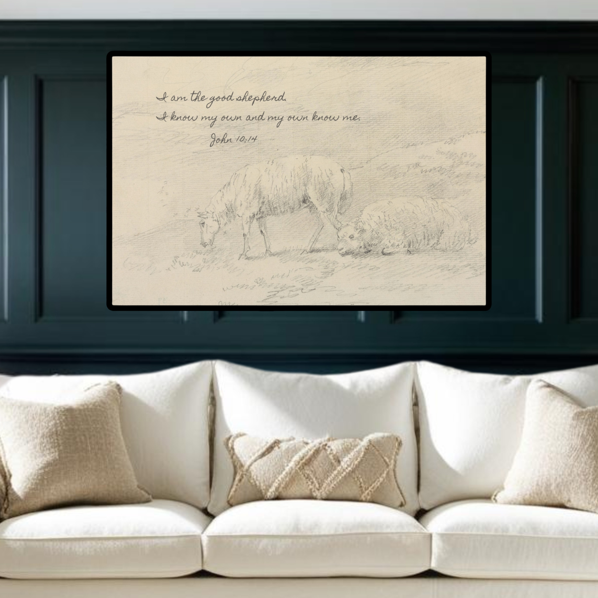 Vintage Sheep Sketch Canvas with Scripture for your Living Room Space  

 #LTKstyletip #LTKfamily #LTKgiftguide