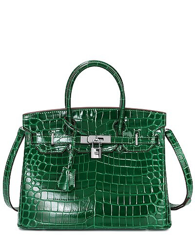 Large Croc-Embossed Leather Satchel | Gilt & Gilt City