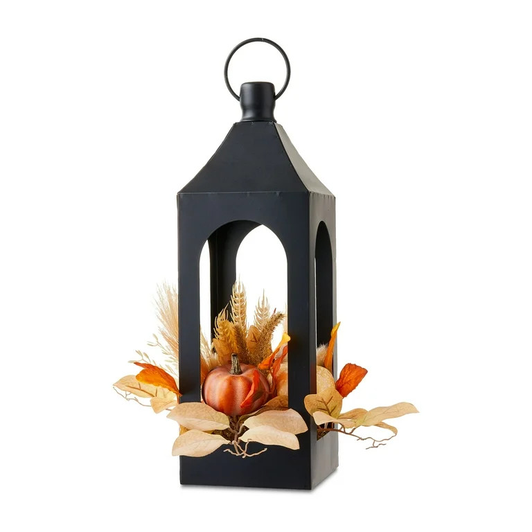 Metal Lantern with Foam Pumpkins & Foliage Tabletop Decor, Multicolor, 11", Fall by Way To Celebr... | Walmart (US)