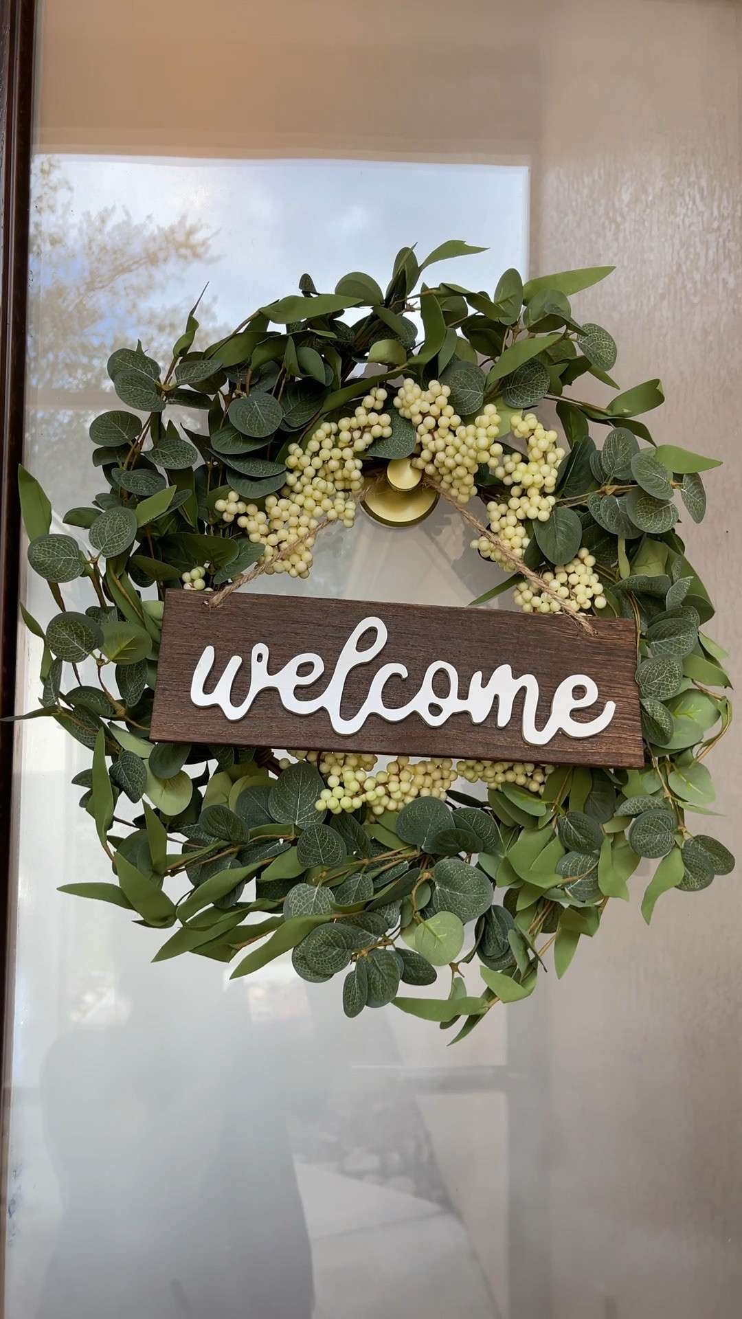 Obsessed with this eucalyptus wreath I found on Amazon. It looks so much more expensive than it is and the quality genuinely surprised me. Full, lush greenery with cream berry clusters and a dark wood welcome sign with raised white lettering. It comes with everything you need and takes about 2 minutes to fluff and hang. Perfect for a front door, covered porch, or even inside the home. Neutral enough to keep up year round without looking out of season.
Keywords: front door wreath, eucalyptus wreath, welcome wreath, farmhouse wreath, spring wreath, summer wreath, Amazon home finds, Amazon front door decor, welcome sign wreath, affordable home decor, Amazon wreath, greenery wreath, neutral wreath, everyday wreath, Amazon must haves, home decor under $50

#LTKSeasonal #LTKHome #LTKSpringSale