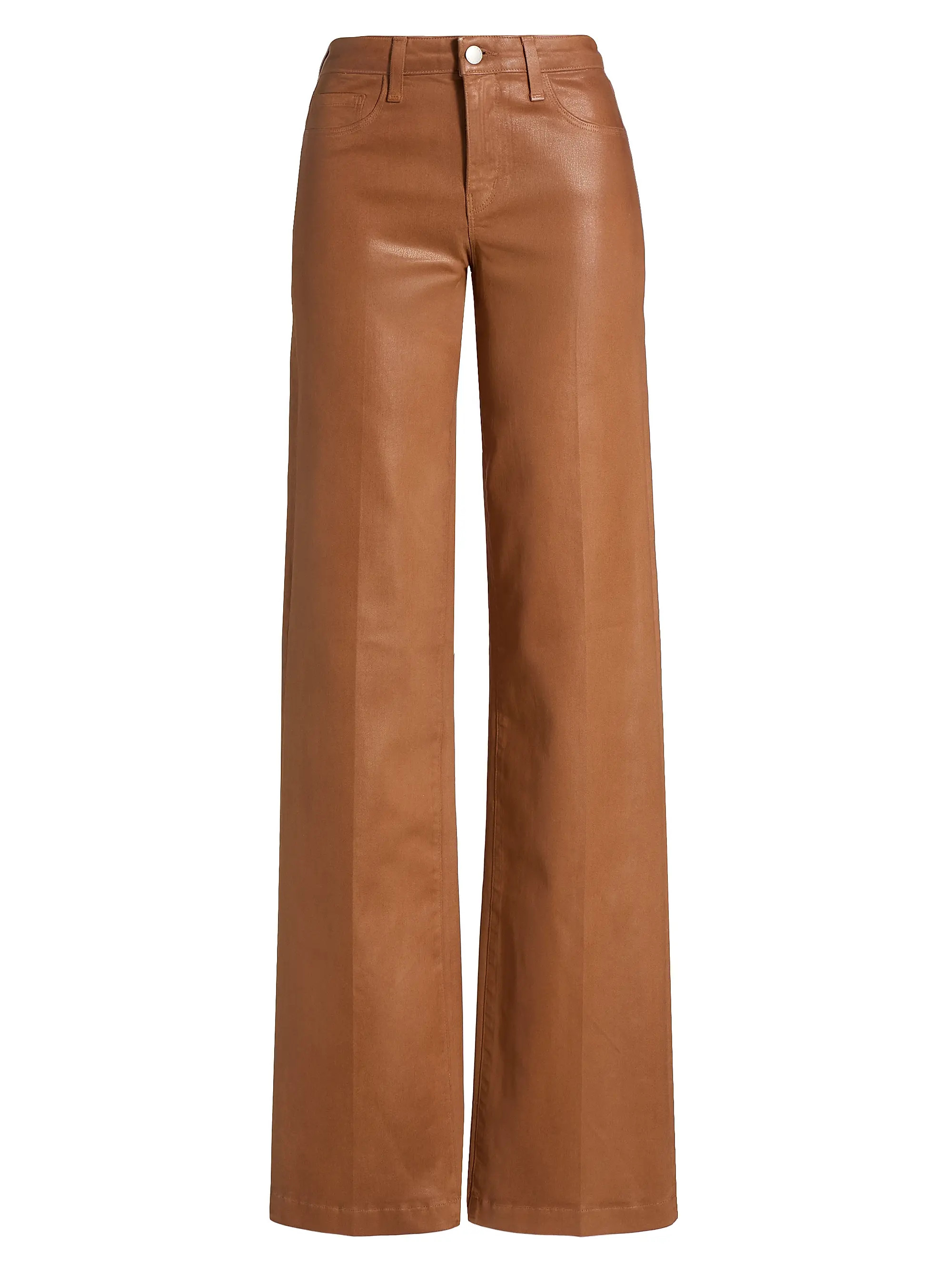 L'AGENCE Clayton Coated High-Rise Wide-Leg Pants | Saks Fifth Avenue | Saks Fifth Avenue