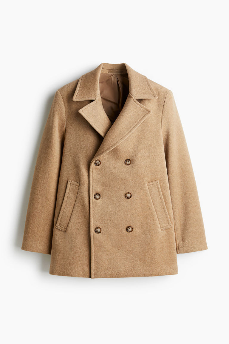 H & M - Regular Fit Wool-blend pea coat - Beige | H&M (UK, MY, IN, SG, PH, TW, HK)