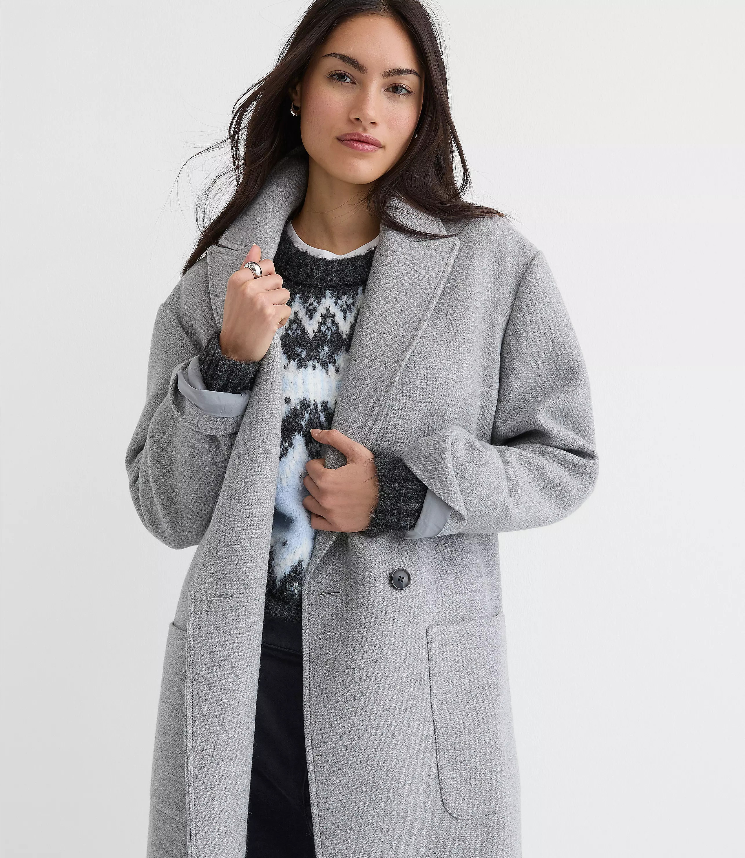 Heathered Patch Pocket Coat | LOFT