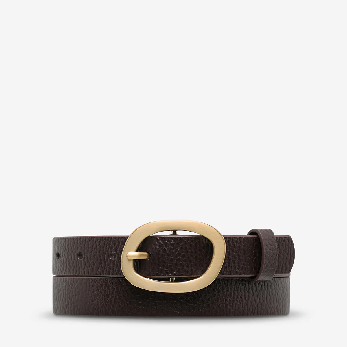 Nocturne Women's Choc/Gold Leather Belt | Status Anxiety® | Status Anxiety 
