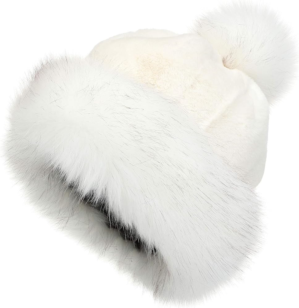 LA CARRIE Women's Faux Fur Hat Russian Cossack Pompom Cap for Winter Ski Snow | Amazon (US)