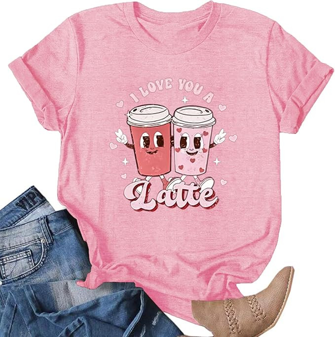 Valentines Day Shirts for Women Cute Love Heart Shirts Tee Tops Short Sleeve Tshirt Valentines Gi... | Amazon (US)