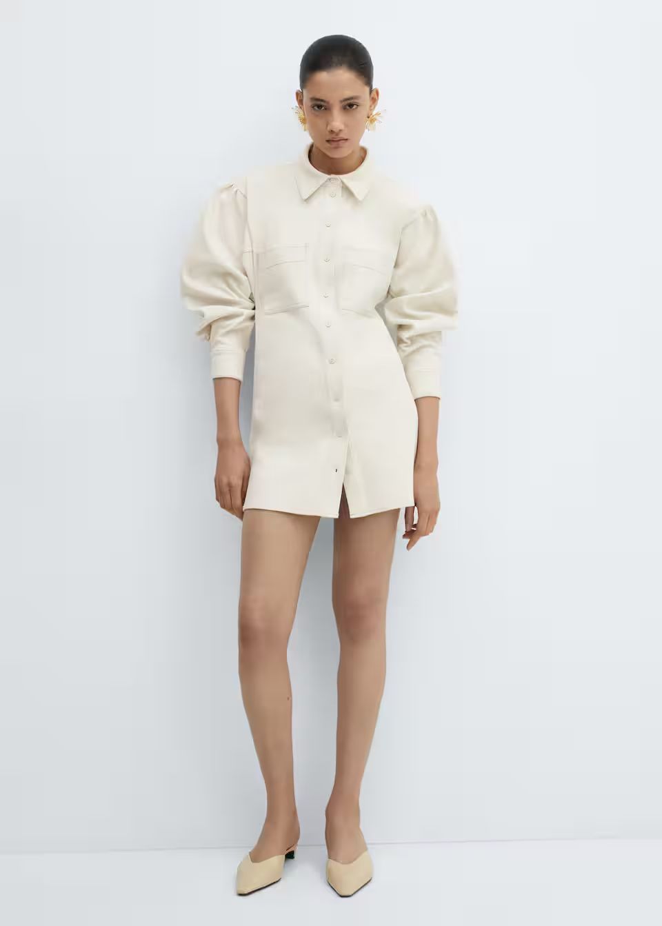 Puffed sleeves short dress -  Women | Mango USA | MANGO (US)