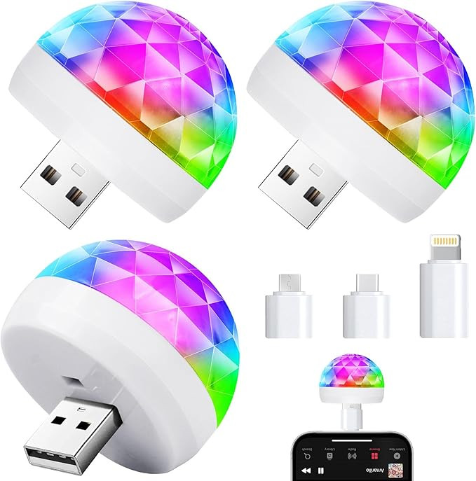 Luditek USB Mini Disco Ball Light, Sound Activated Party Light for Karaoke Car, Stocking Stuffers... | Amazon (US)