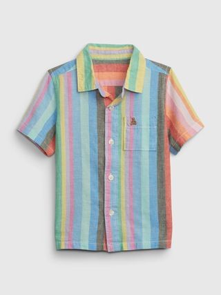 Toddler Linen-Cotton Stripe Oxford Shirt | Gap (US)
