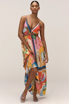 Farm Rio Sleeveless V-Neck Cutout A-Line Maxi Dress | Anthropologie (US)