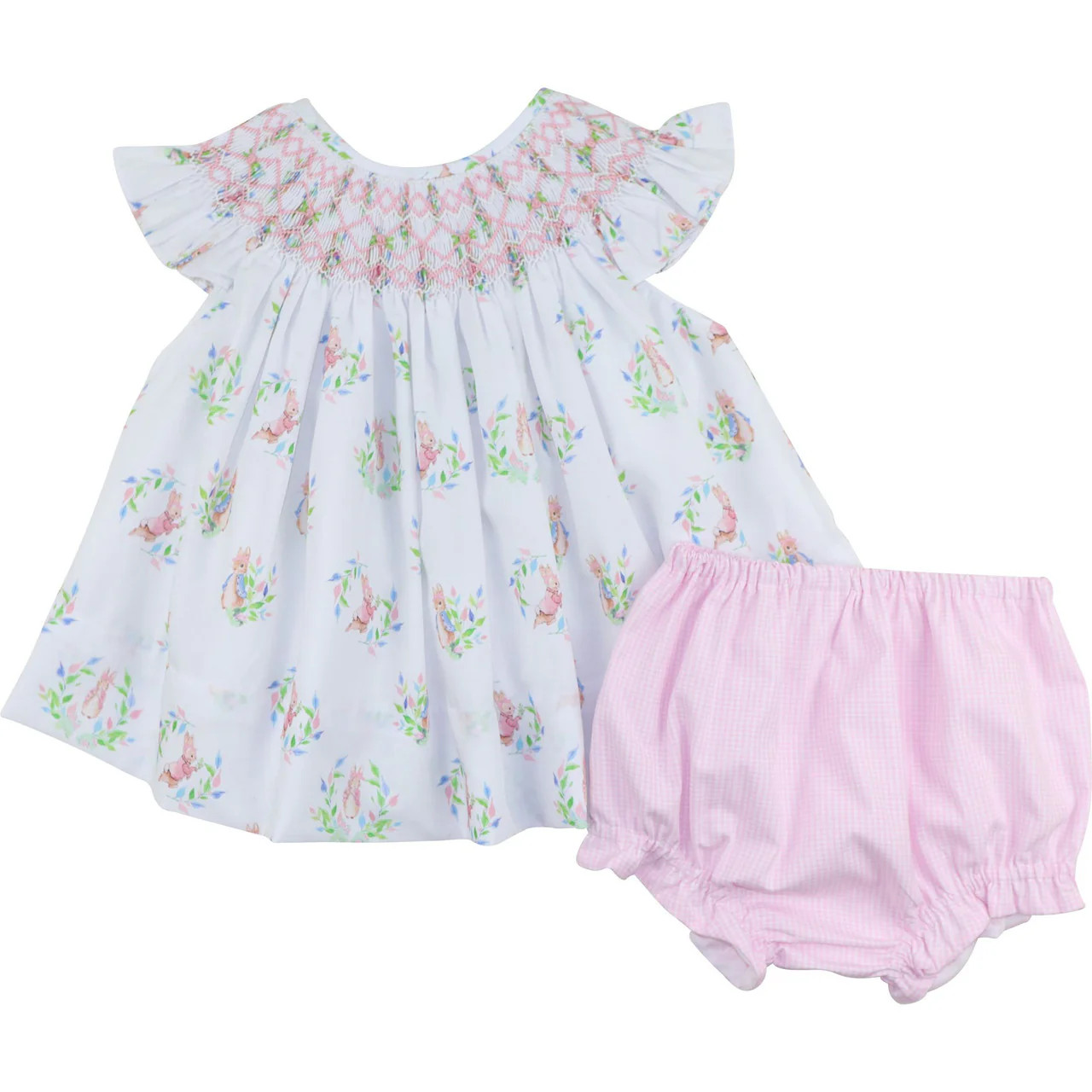 Pink Smocked Peter Rabbit Diaper Set | Cecil and Lou