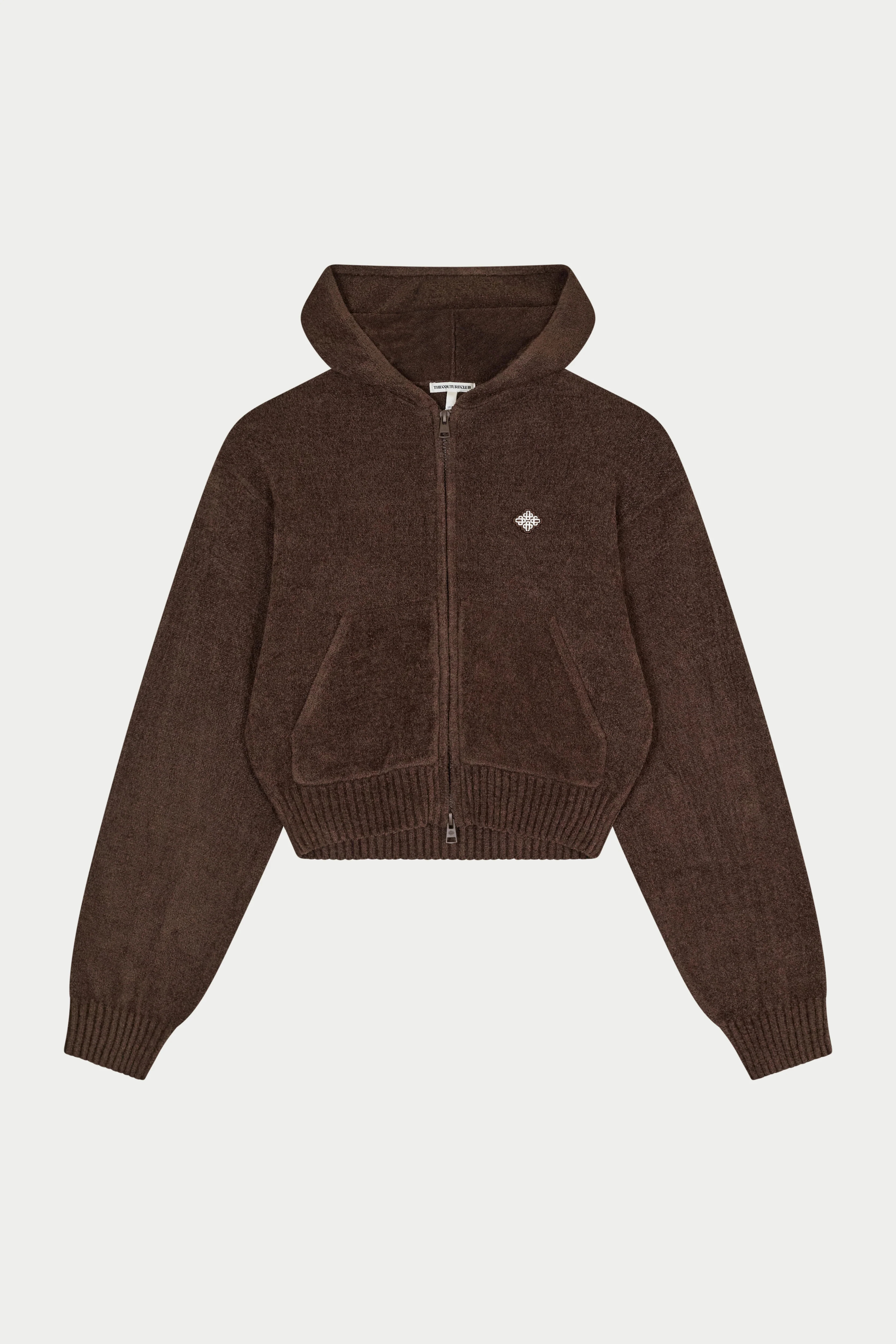 Towelling Zip Through Hoodie - Chocolate | The Couture Club