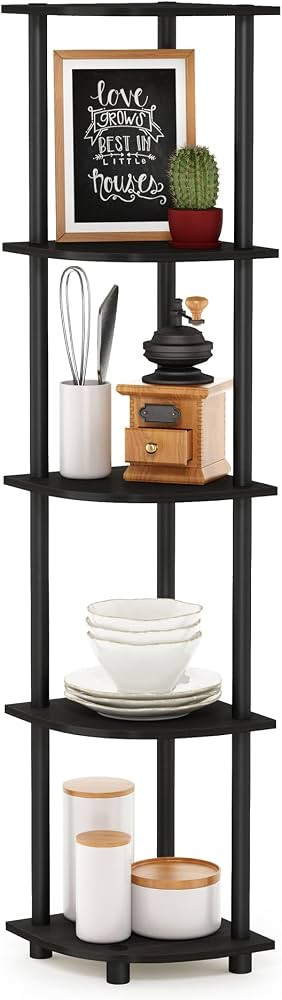 Furinno TURN-N-TUBE Corner Shelf, 5-Tier Corner Bookshelf, Open Storage Shelves, for Organization... | Amazon (US)