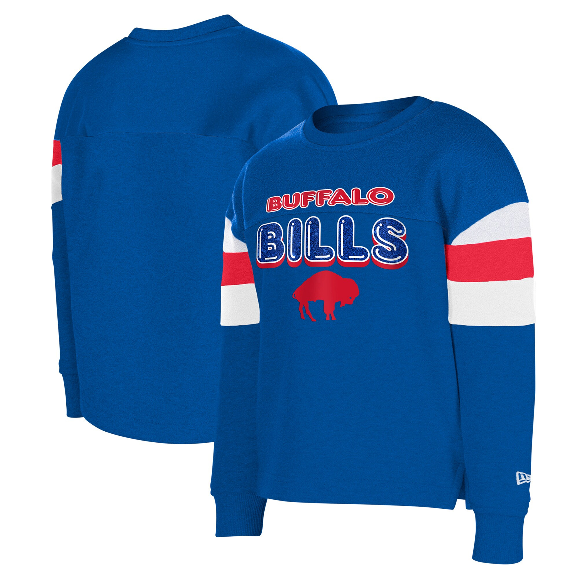Girls Youth Buffalo Bills New Era Royal Throwback Color Blocked Glitter Pullover Sweatshirt | NFL Shop