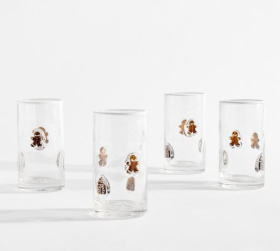 Gingerbread Icon Highball Glasses - Set of 4 | Pottery Barn (US)