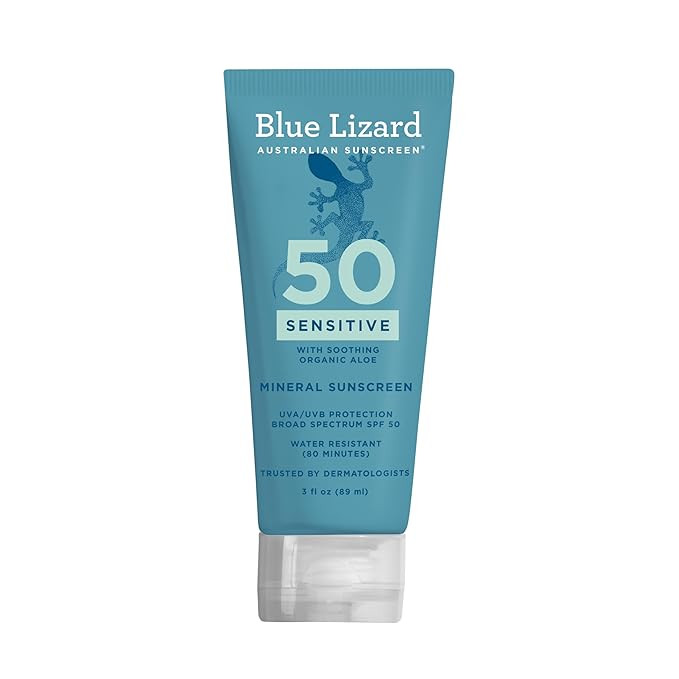 Blue Lizard SENSITIVE Mineral Sunscreen with Zinc Oxide, SPF 50+, Water Resistant, UVA/UVB Protec... | Amazon (US)
